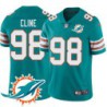 Dolphins #98 Jackie Cline Additional Chest Dolphin Patch Aqua Jersey