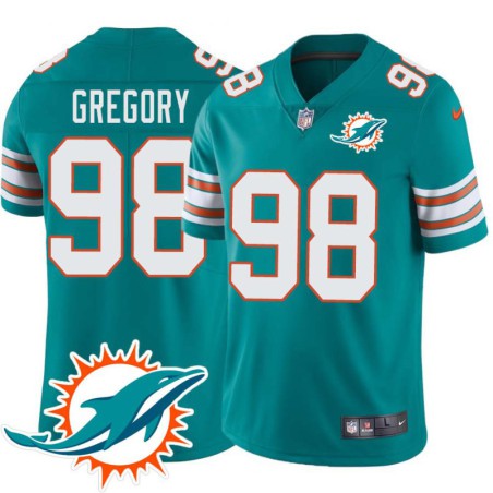 Dolphins #98 Damian Gregory Additional Chest Dolphin Patch Aqua Jersey