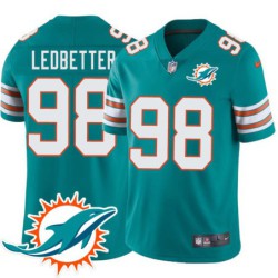 Dolphins #98 Jonathan Ledbetter Additional Chest Dolphin Patch Aqua Jersey