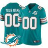 Dolphins #00 Custom Additional Chest Dolphin Patch Aqua Jersey