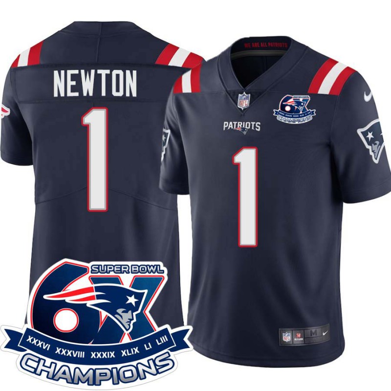 Patriots #1 Cam Newton 6X Super Bowl Champions Jersey -Navy