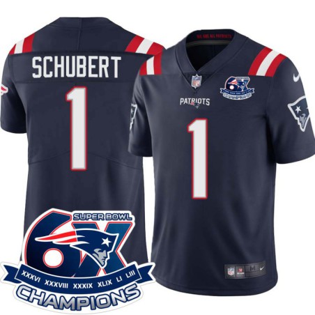 Patriots #1 Eric Schubert 6X Super Bowl Champions Jersey -Navy