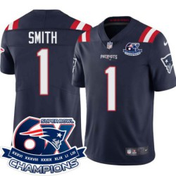 Patriots #1 John Smith 6X Super Bowl Champions Jersey -Navy