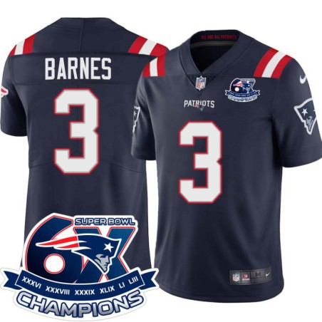 Patriots #3 Bruce Barnes 6X Super Bowl Champions Jersey -Navy