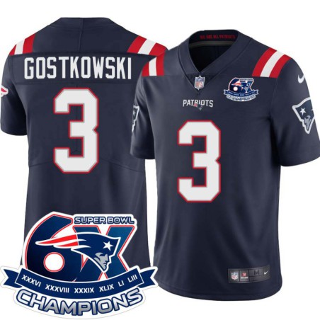 Patriots #3 Stephen Gostkowski 6X Super Bowl Champions Jersey -Navy