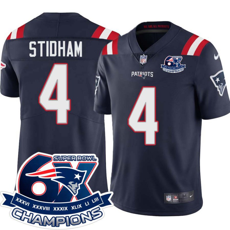 Patriots #4 Jarrett Stidham 6X Super Bowl Champions Jersey -Navy