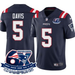 Patriots #5 Greg Davis 6X Super Bowl Champions Jersey -Navy