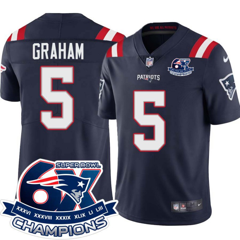 Patriots #5 Shayne Graham 6X Super Bowl Champions Jersey -Navy