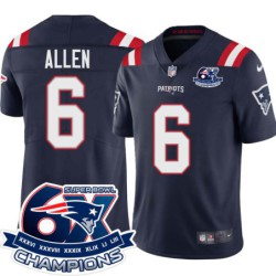 Patriots #6 Ryan Allen 6X Super Bowl Champions Jersey -Navy