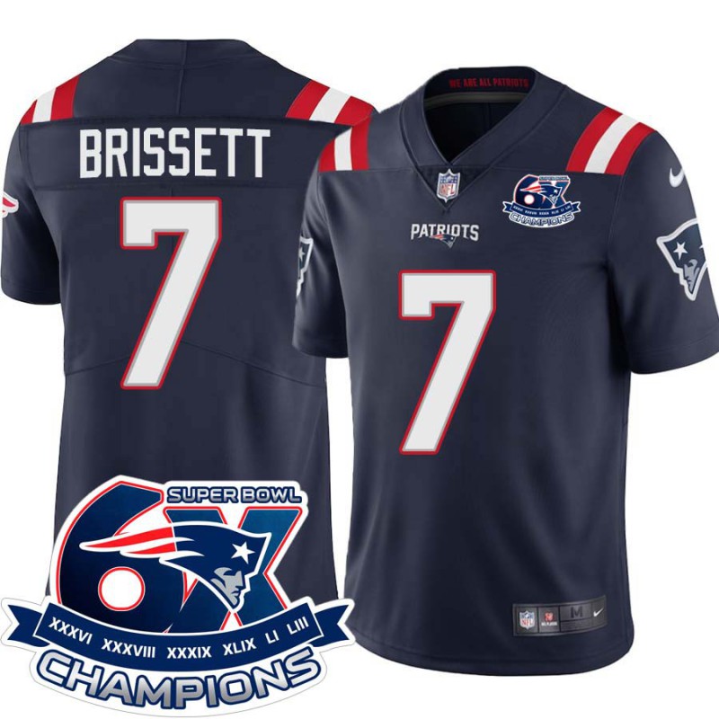 Patriots #7 Jacoby Brissett 6X Super Bowl Champions Jersey -Navy