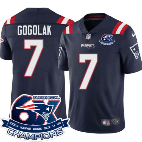 Patriots #7 Charlie Gogolak 6X Super Bowl Champions Jersey -Navy