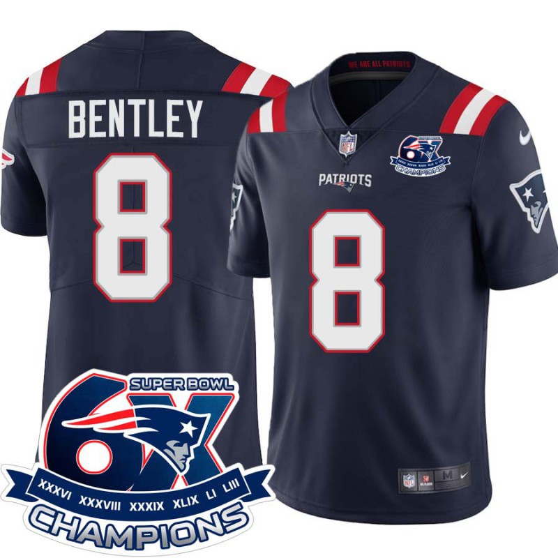 Patriots #8 Ja'Whaun Bentley 6X Super Bowl Champions Jersey -Navy