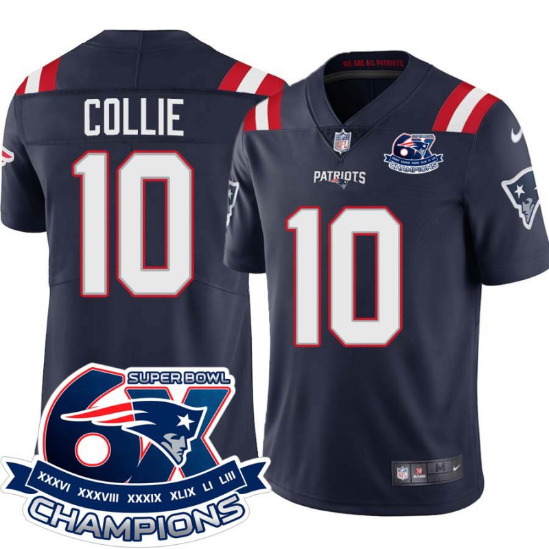 Patriots #10 Austin Collie 6X Super Bowl Champions Jersey -Navy