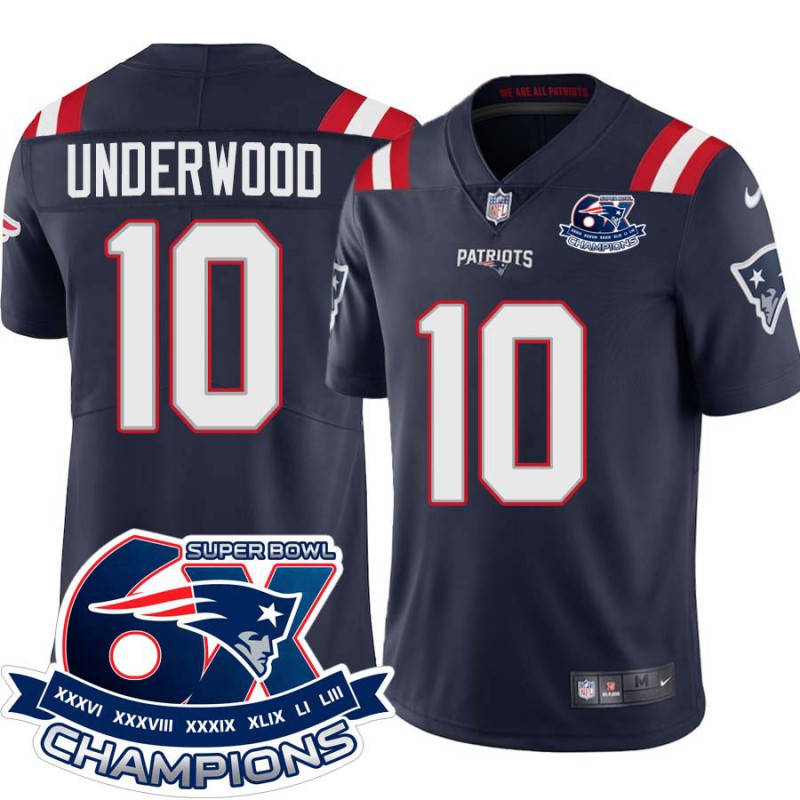 Patriots #10 Tiquan Underwood 6X Super Bowl Champions Jersey -Navy