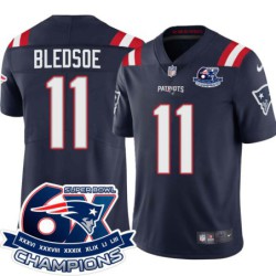 Patriots #11 Drew Bledsoe 6X Super Bowl Champions Jersey -Navy