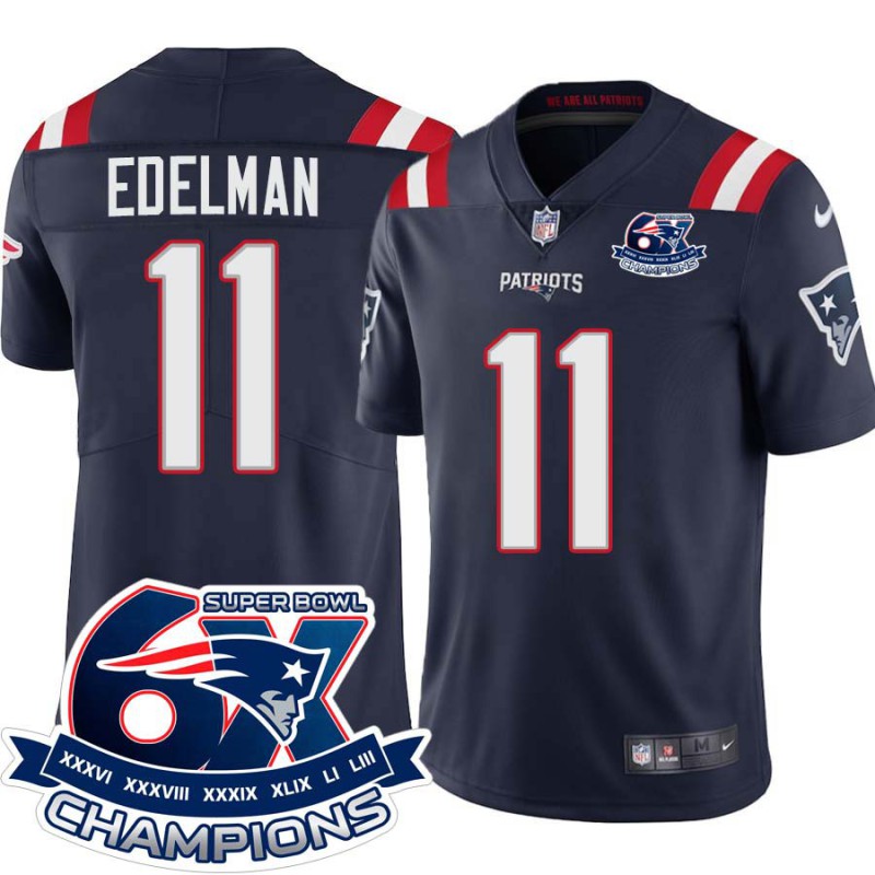 Patriots #11 Julian Edelman 6X Super Bowl Champions Jersey -Navy