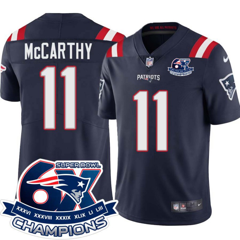 Patriots #11 Shawn McCarthy 6X Super Bowl Champions Jersey -Navy