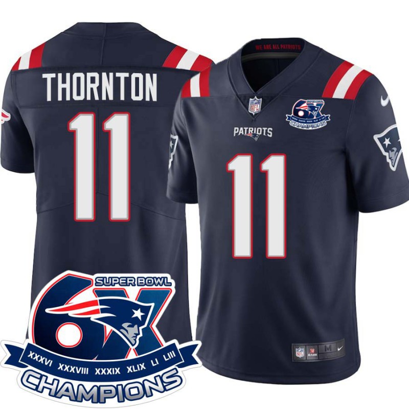 Patriots #11 Tyquan Thornton 6X Super Bowl Champions Jersey -Navy