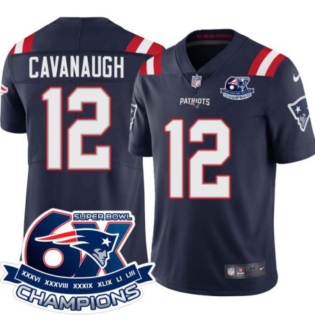 Patriots #12 Matt Cavanaugh 6X Super Bowl Champions Jersey -Navy