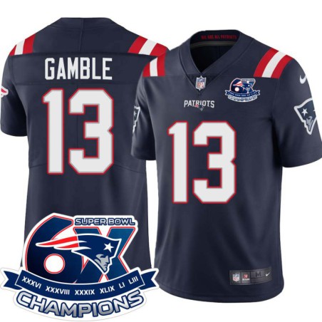 Patriots #13 R.C. Gamble 6X Super Bowl Champions Jersey -Navy