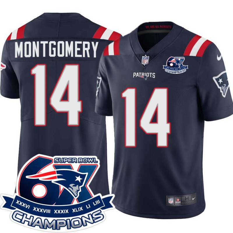 Patriots #14 Ty Montgomery 6X Super Bowl Champions Jersey -Navy