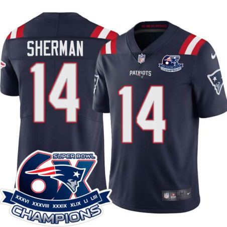 Patriots #14 Tom Sherman 6X Super Bowl Champions Jersey -Navy