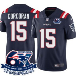 Patriots #15 King Corcoran 6X Super Bowl Champions Jersey -Navy