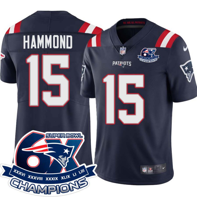 Patriots #15 Kim Hammond 6X Super Bowl Champions Jersey -Navy