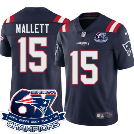 Patriots #15 Ryan Mallett 6X Super Bowl Champions Jersey -Navy