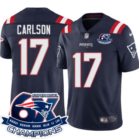 Patriots #17 Jeff Carlson 6X Super Bowl Champions Jersey -Navy