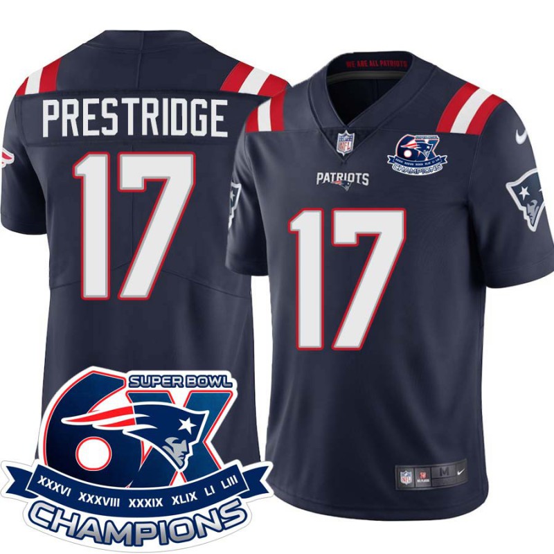 Patriots #17 Luke Prestridge 6X Super Bowl Champions Jersey -Navy