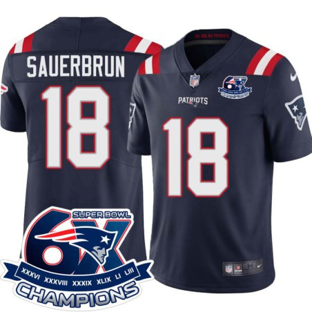 Patriots #18 Todd Sauerbrun 6X Super Bowl Champions Jersey -Navy