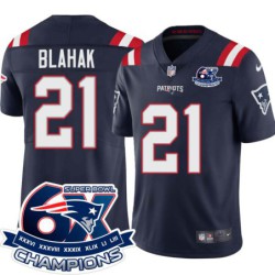 Patriots #21 Joe Blahak 6X Super Bowl Champions Jersey -Navy