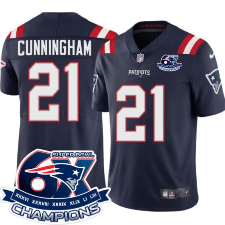 Patriots #21 Jay Cunningham 6X Super Bowl Champions Jersey -Navy