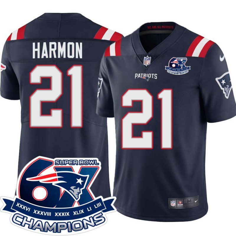 Patriots #21 Duron Harmon 6X Super Bowl Champions Jersey -Navy