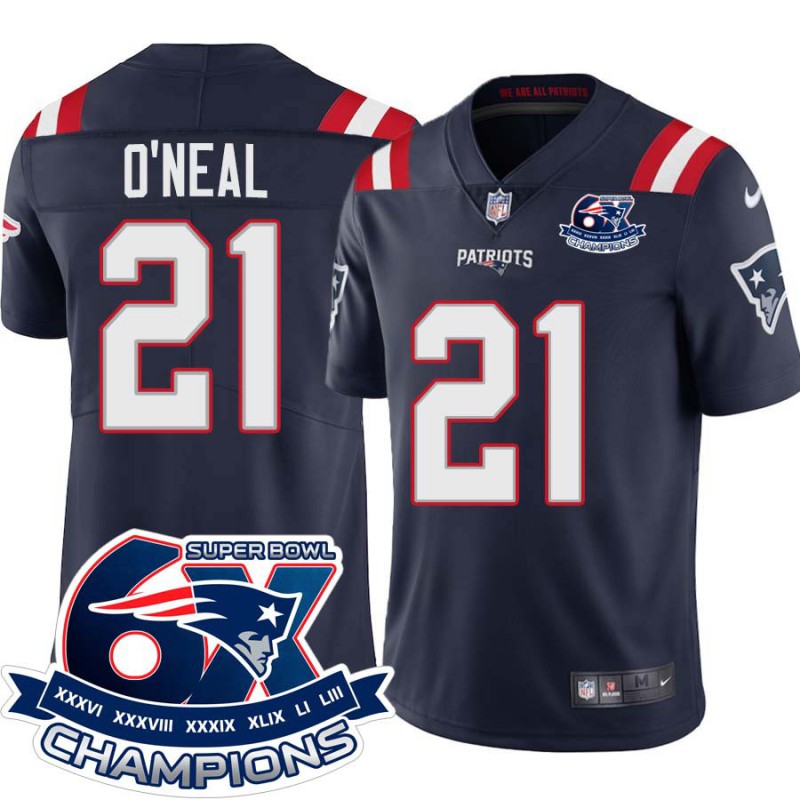 Patriots #21 Deltha O'Neal 6X Super Bowl Champions Jersey -Navy