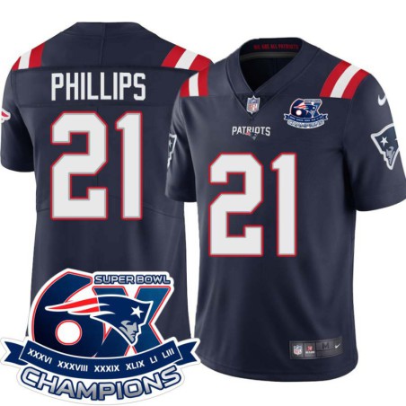 Patriots #21 Adrian Phillips 6X Super Bowl Champions Jersey -Navy