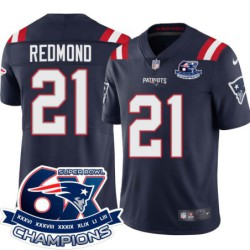 Patriots #21 J.R. Redmond 6X Super Bowl Champions Jersey -Navy