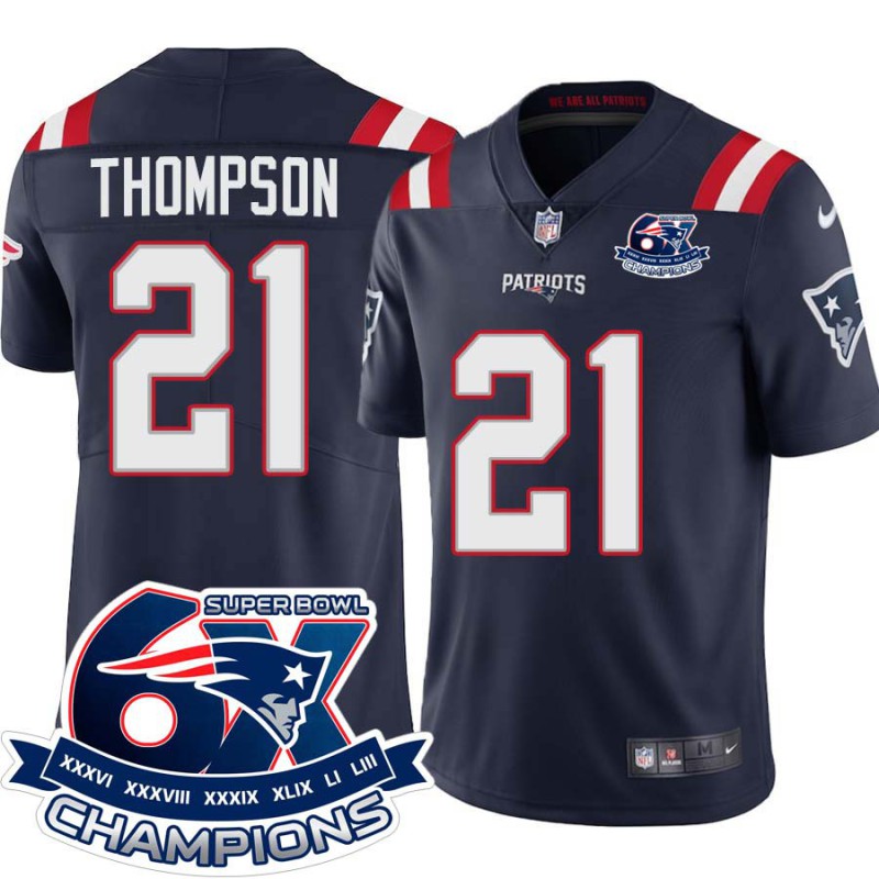 Patriots #21 Reyna Thompson 6X Super Bowl Champions Jersey -Navy