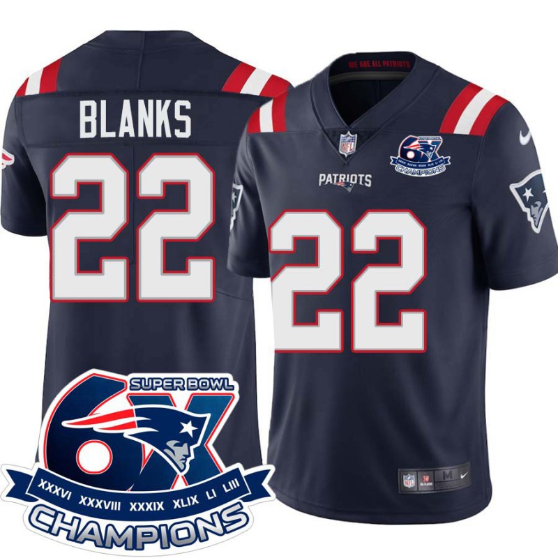 Patriots #22 Sid Blanks 6X Super Bowl Champions Jersey -Navy