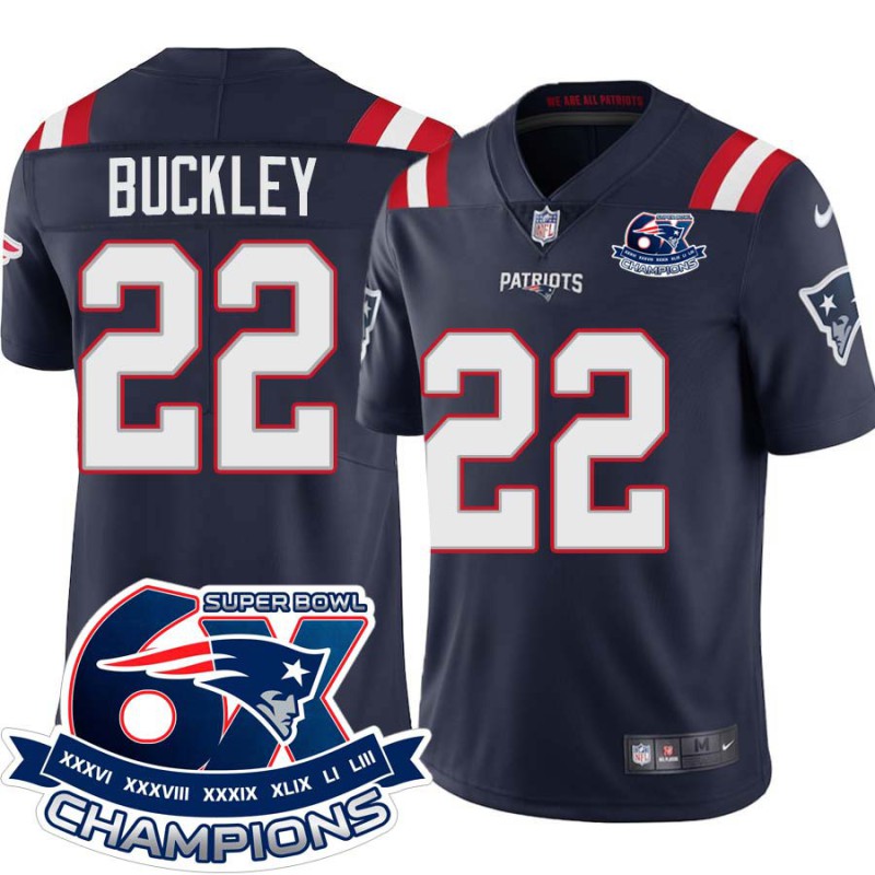 Patriots #22 Terrell Buckley 6X Super Bowl Champions Jersey -Navy