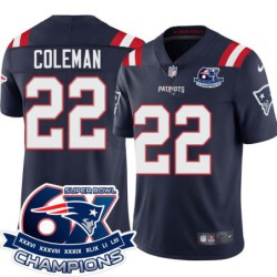 Patriots #22 Eric Coleman 6X Super Bowl Champions Jersey -Navy