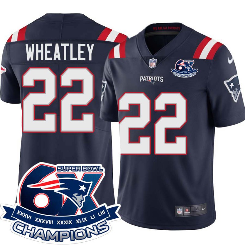 Patriots #22 Terrence Wheatley 6X Super Bowl Champions Jersey -Navy