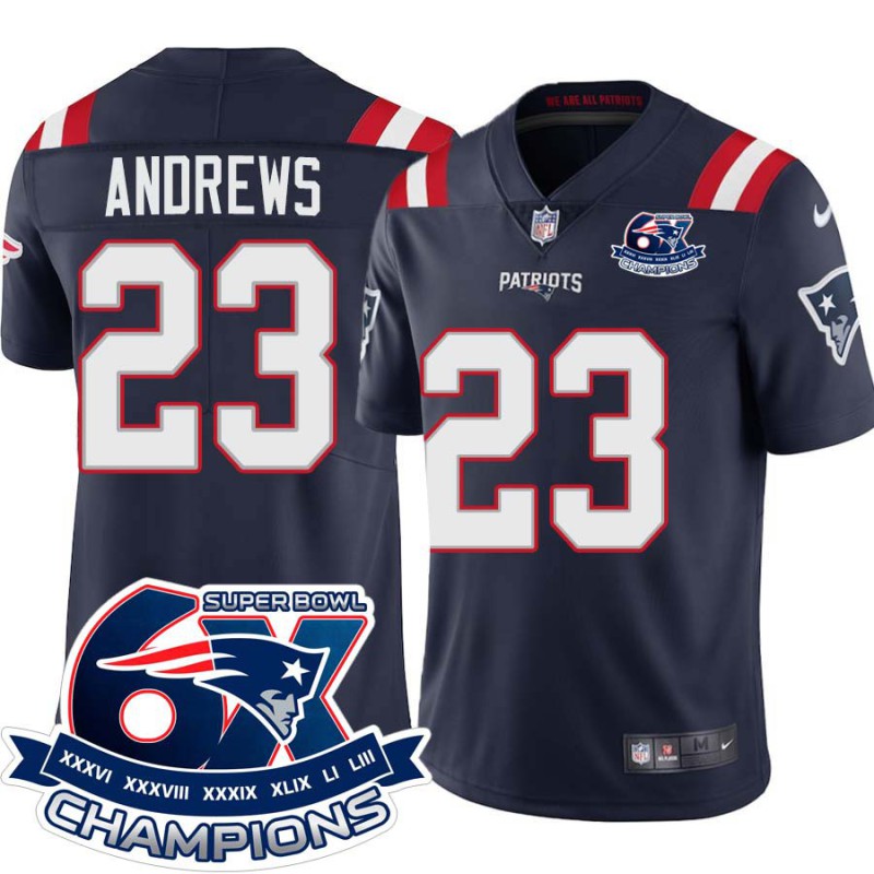 Patriots #23 Willie Andrews 6X Super Bowl Champions Jersey -Navy