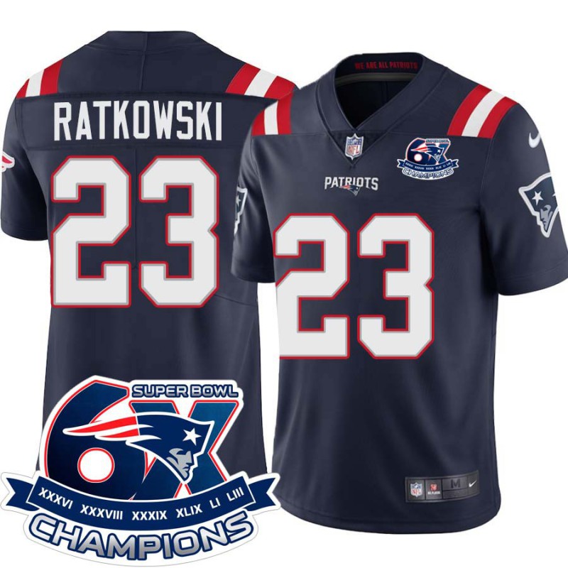 Patriots #23 Ray Ratkowski 6X Super Bowl Champions Jersey -Navy