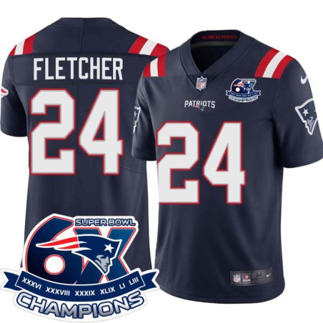 Patriots #24 Bradley Fletcher 6X Super Bowl Champions Jersey -Navy