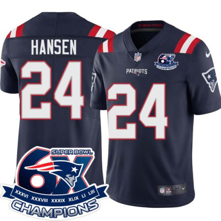 Patriots #24 Bruce Hansen 6X Super Bowl Champions Jersey -Navy