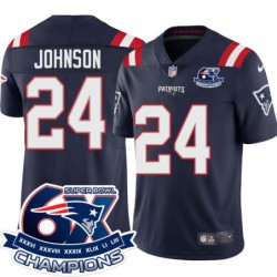 Patriots #24 Joe Johnson 6X Super Bowl Champions Jersey -Navy