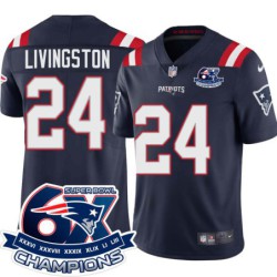 Patriots #24 Walt Livingston 6X Super Bowl Champions Jersey -Navy