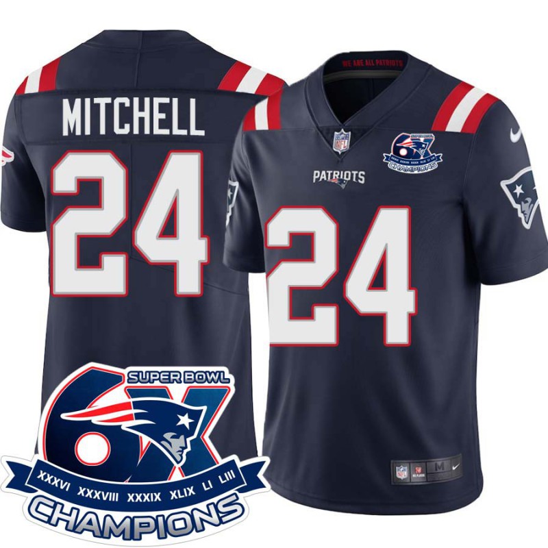 Patriots #24 Mel Mitchell 6X Super Bowl Champions Jersey -Navy